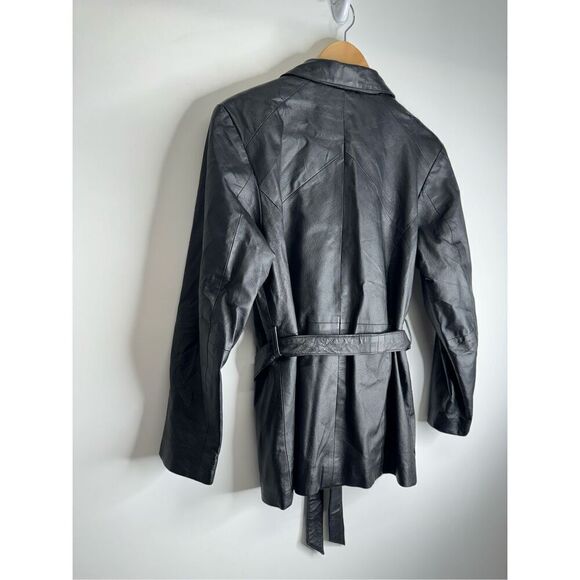 Comint Leather Jacket Womens Size Small Black Tie Front Long Sleeve - Picture 5 of 10